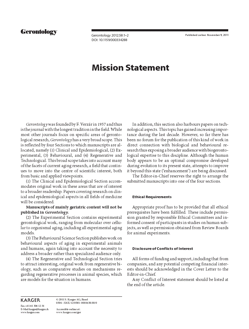 First page of Mission Statement
