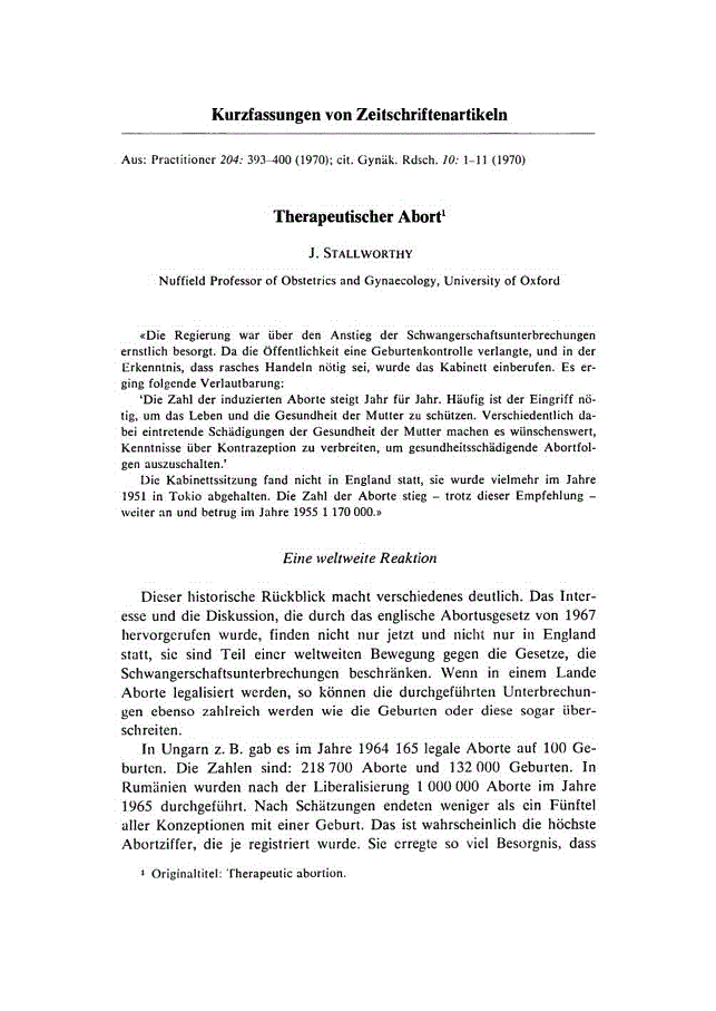 First page of Therapeutischer Abort