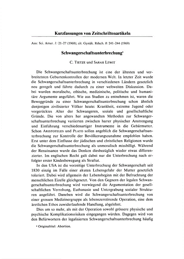 First page of Schwangerschaftsunterbrechung