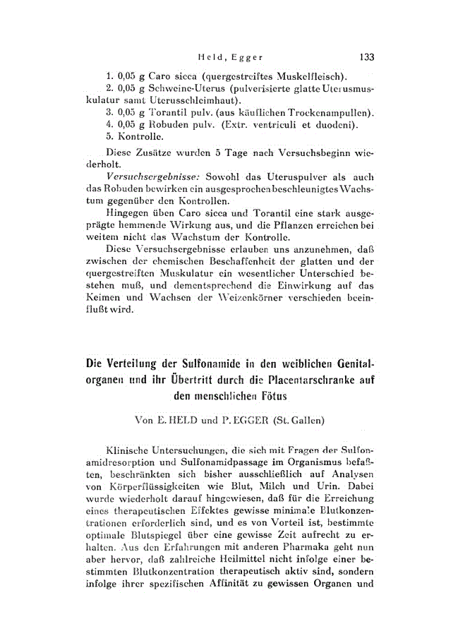 First page of Die Verteilung der Sulfonamide in den weiblichen Genitalorganen und ihr Übertritt durch die Placentarschranke auf den menschlichen Fötus