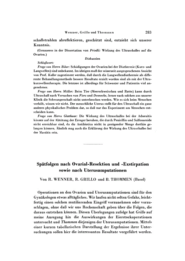 First page of Spätfolgen nach Ovarial-Resektion und -Exstirpation sowie nach Uterusamputationen