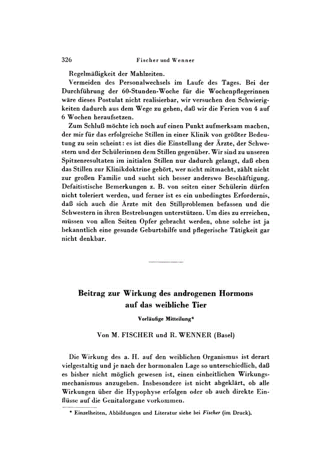 First page of Beitrag zur Wirkung des androgenen Hormons auf das weibliche Tier<subtitle>Vorläufige Mitteilung</subtitle>