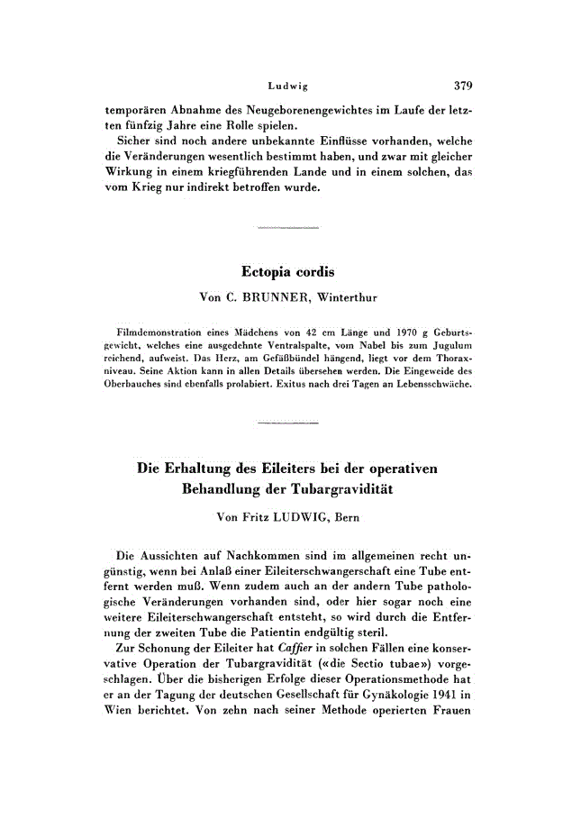 First page of Die Erhaltung des Eileiters bei der operativen Behandlung der Tubargravidität