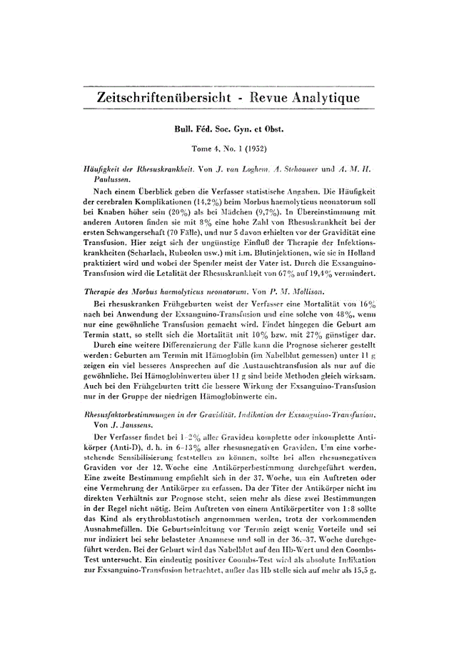 First page of Zeitschriftenübersicht - Revue Analytique