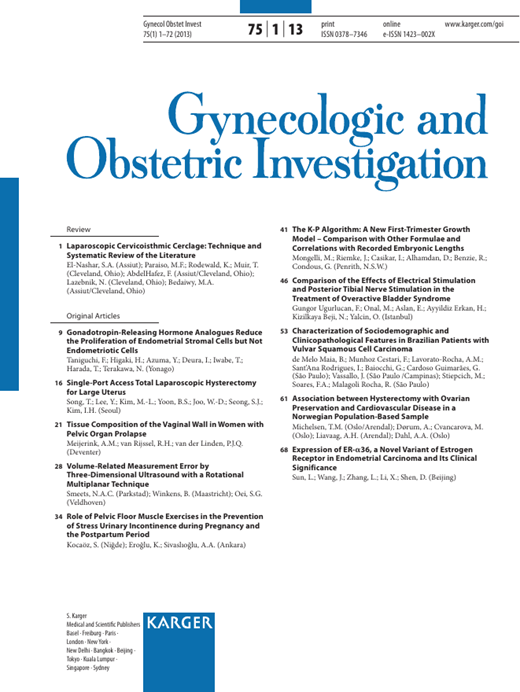 Gynecologic and Obstetric Investigation Cover Image for Volume 75, Issue 1