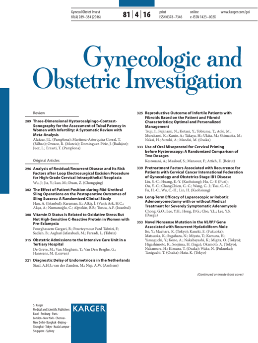 Gynecologic and Obstetric Investigation Cover Image for Volume 81, Issue 4