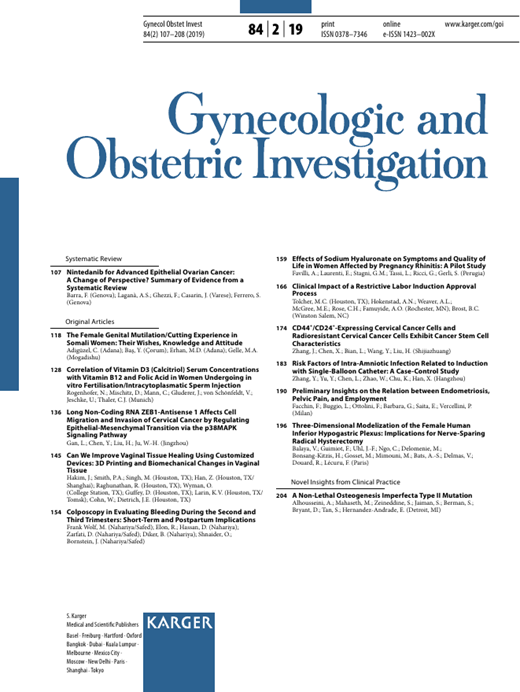 Gynecologic and Obstetric Investigation Cover Image for Volume 84, Issue 2