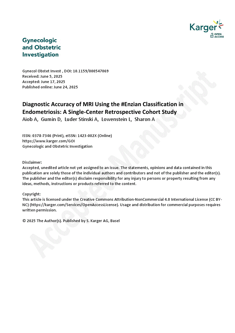 First page of Diagnostic Accuracy of MRI Using the #Enzian Classification in Endometriosis: A Single-Center Retrospective Cohort Study