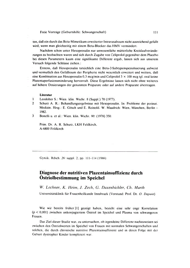 First page of Diagnose der nutritiven Plazentainsuffizienz durch Ostriolbestimmung im Speichel