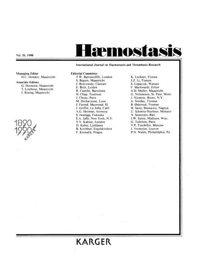 First page of Contents, Vol. 20, 1990