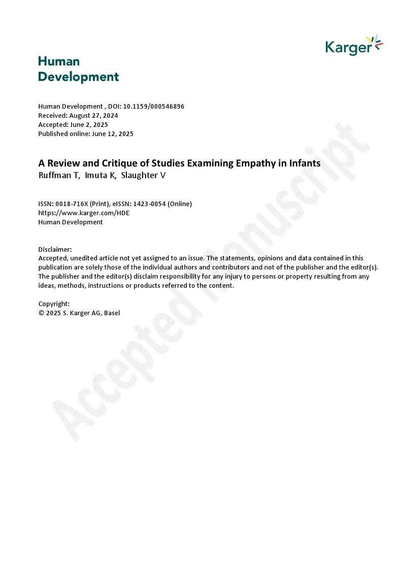 First page of A Review and Critique of Studies Examining Empathy in Infants