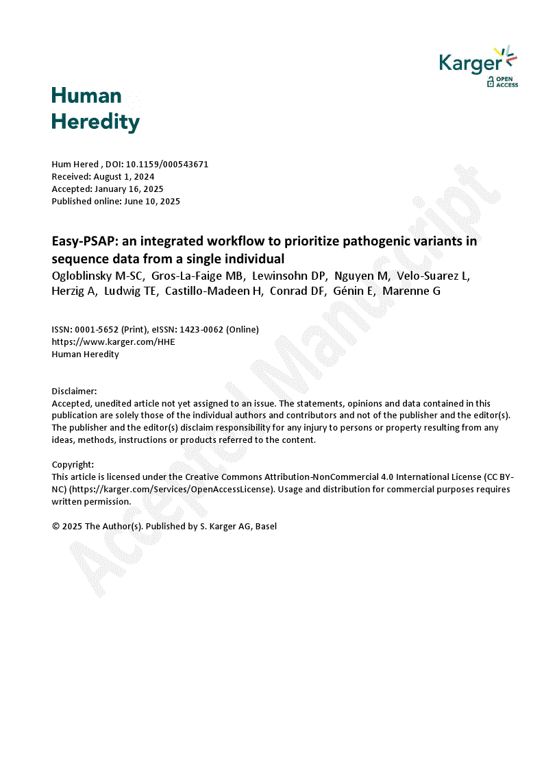 First page of Easy-PSAP: an integrated workflow to prioritize pathogenic variants in sequence data from a single individual