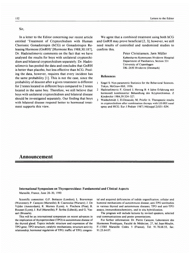 First page of Announcement