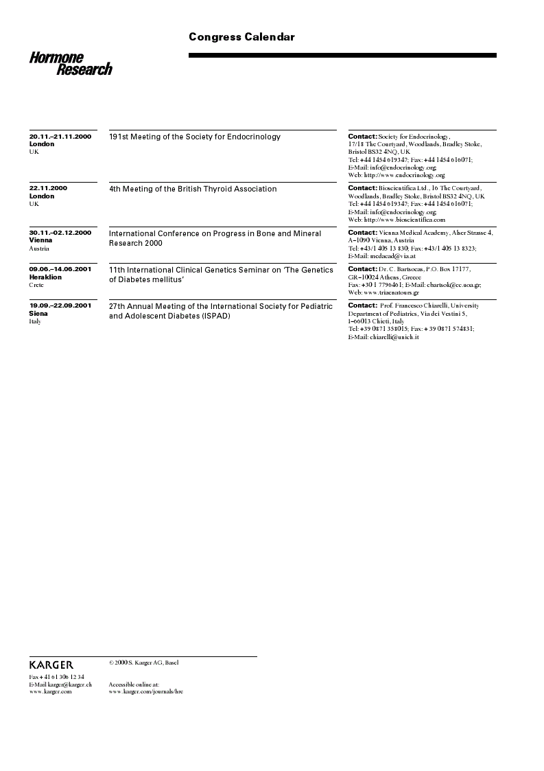 First page of Congress Calendar