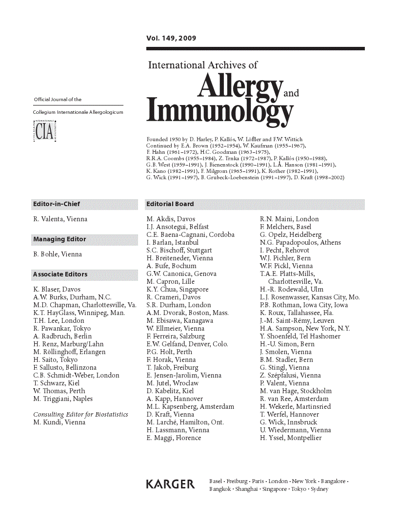 First page of Contents Vol. 149, 2009