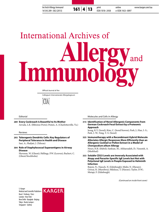 International Archives of Allergy and Immunology Cover Image for Volume 161, Issue 4