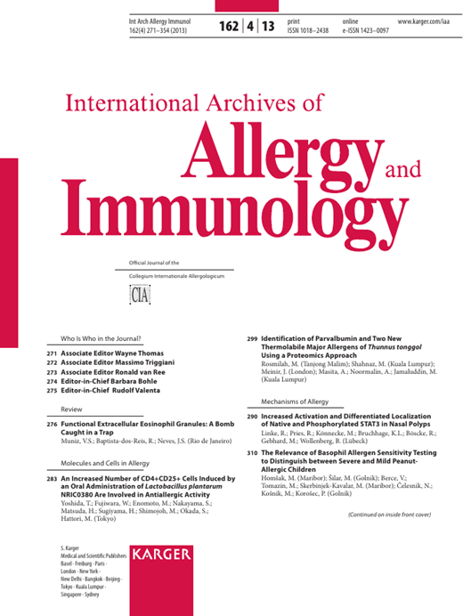 International Archives of Allergy and Immunology Cover Image for Volume 162, Issue 4
