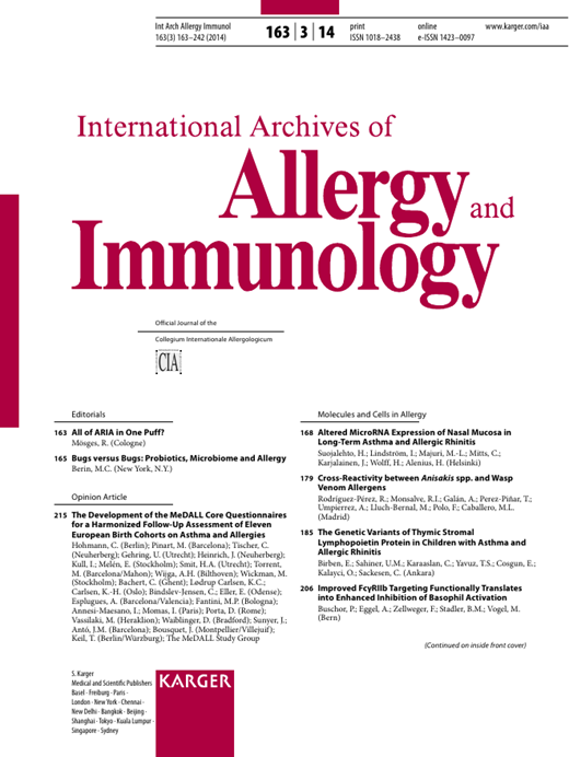 International Archives of Allergy and Immunology Cover Image for Volume 163, Issue 3