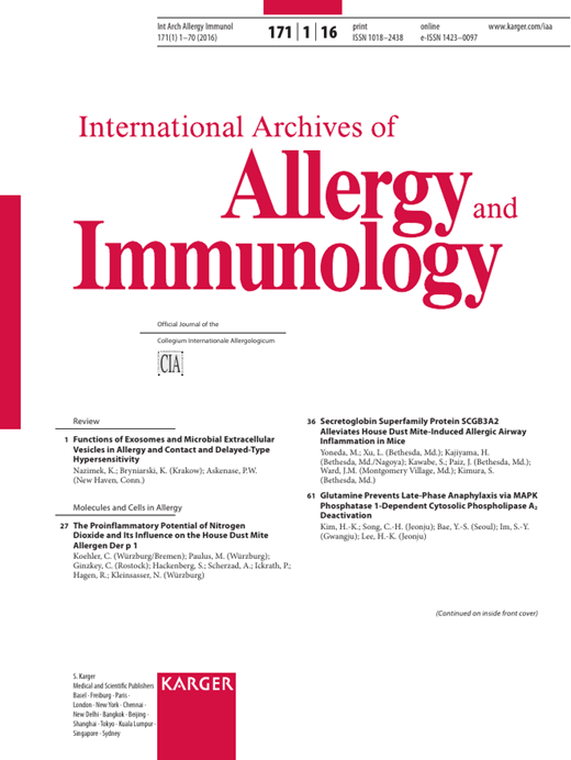 International Archives of Allergy and Immunology Cover Image for Volume 171, Issue 1