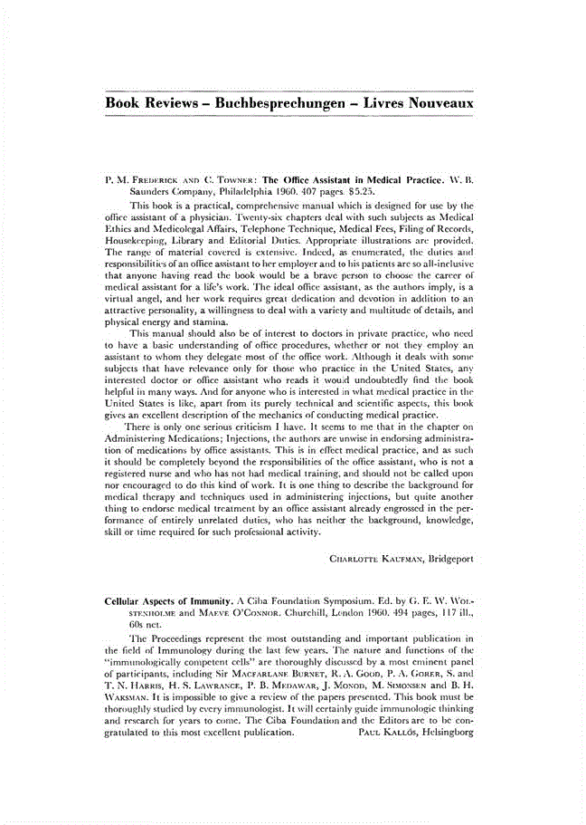 First page of Book Reviews – Buchbesprechungen – Livres Nouveaux