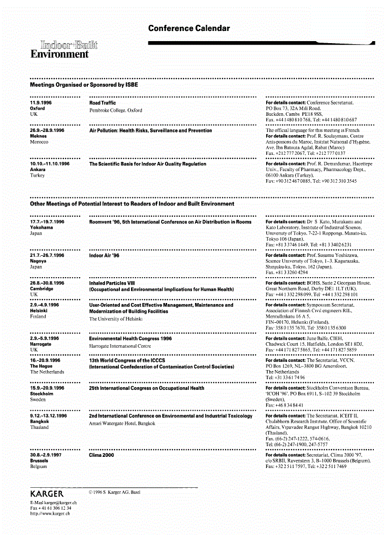 First page of Conference Calendar