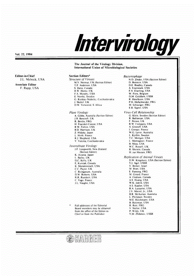 First page of Contents, Vol. 22, 1984