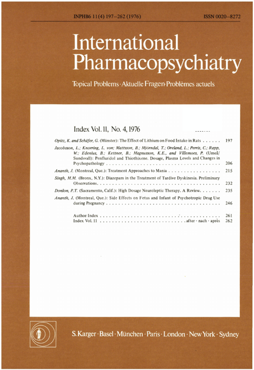 Side Effects on Fetus and Infant of Psychotropic Drug Use during