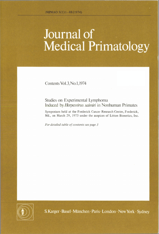 Journal of Medical Primatology Cover Image for Volume 3, Issue 1
