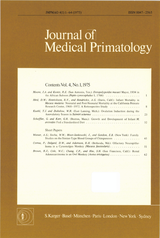 Journal of Medical Primatology Cover Image for Volume 4, Issue 1