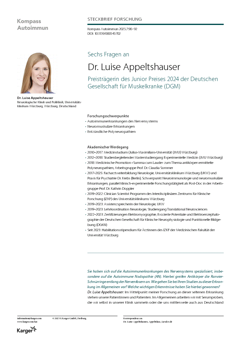 First page of Steckbrief Forschung