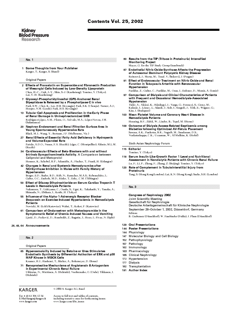 First page of Contents Vol. 25, 2002