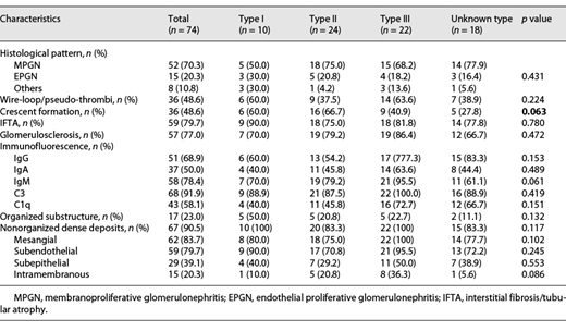 The renal histopathological assessments of various Cryo-GN