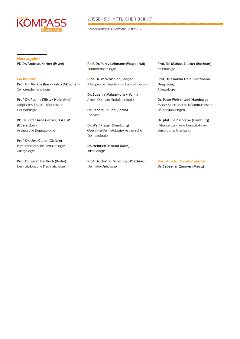 First page of Wissenschaftlicher Beirat / Inhalt / Impressum