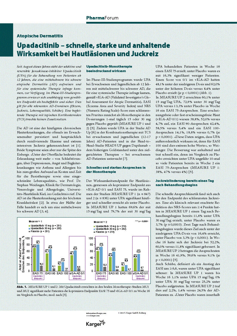 First page of Atopische Dermatitis: Upadacitinib zeigt hohe Wirksamkeit
