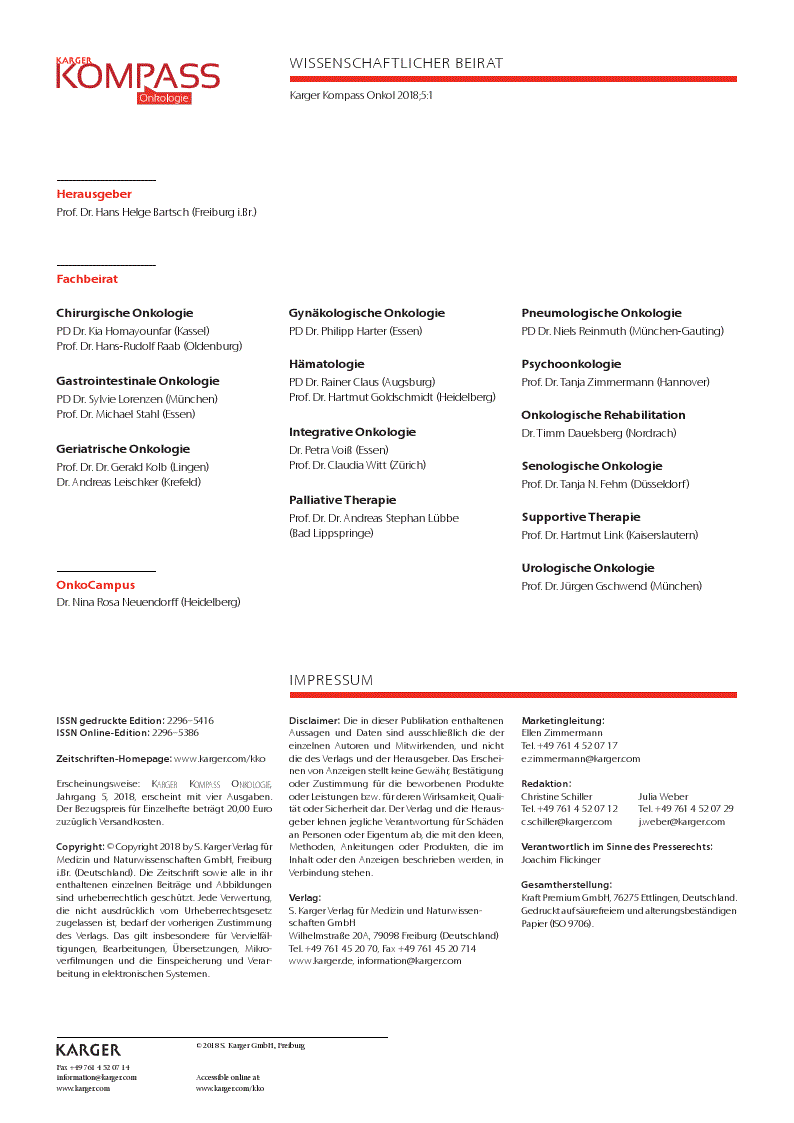 First page of Wissenschaftlicher Beirat / Impressum / Inhalt