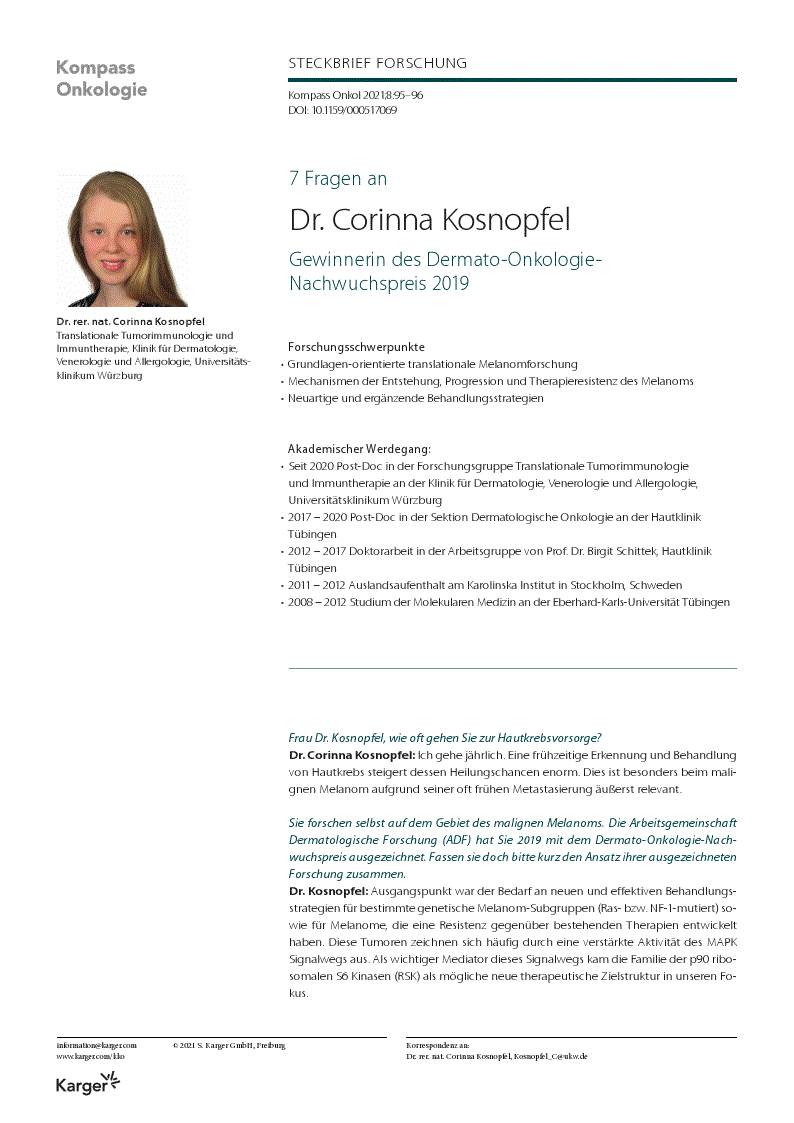 First page of 7 Fragen an Dr. Corinna Kosnopfel