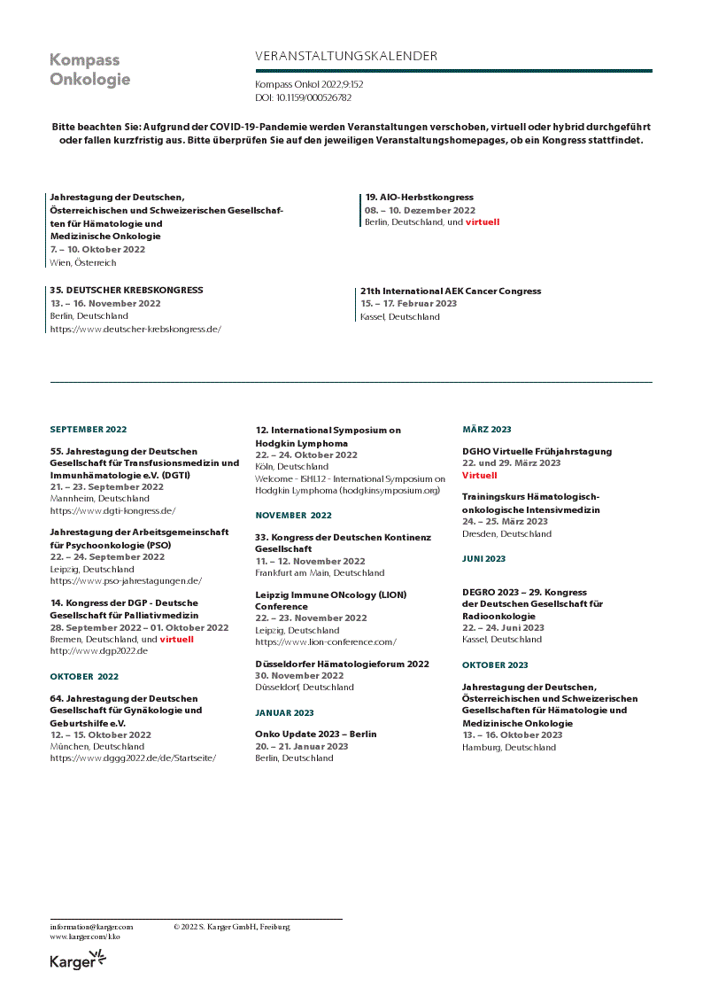 First page of Veranstaltungskalender
