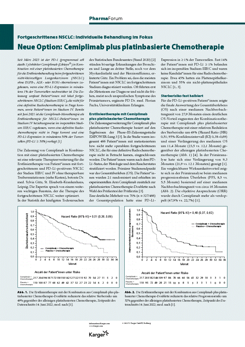 First page of NSCLC: Cemiplimab plus platinbasierte Chemotherapie