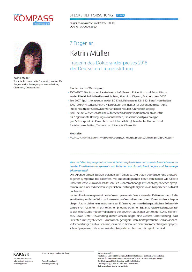 First page of Steckbrief Forschung