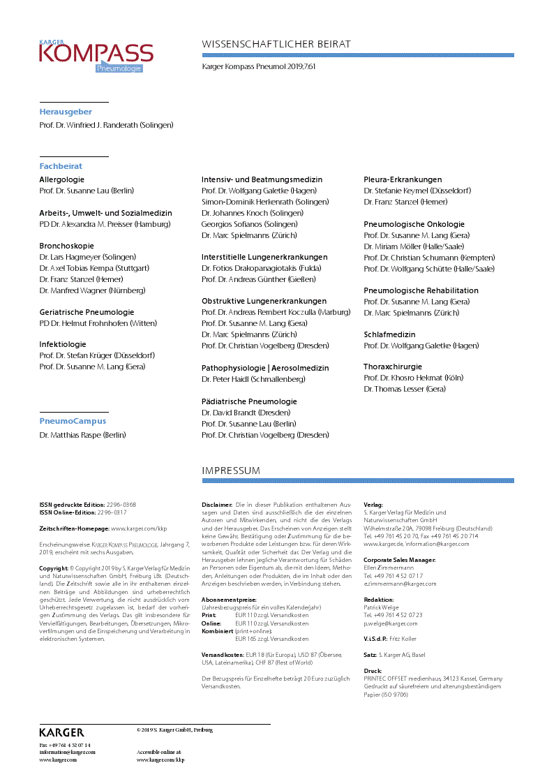 First page of Wissenschaftlicher Beirat / Impressum / Inhalt