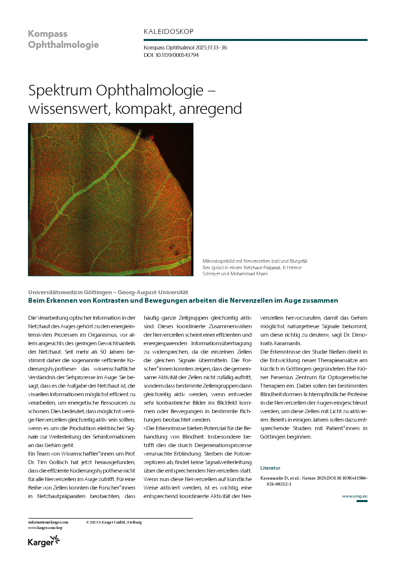 First page of Spektrum Ophthalmologie – wissenswert, kompakt, anregend