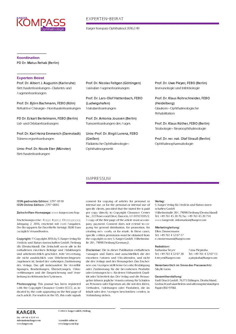 First page of Experten-Beirat / Impressum / Inhalt