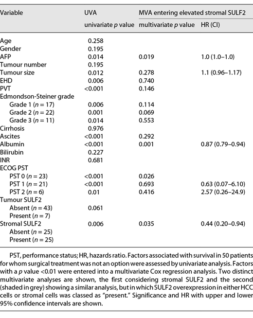 Multivariate analysis of factors associated with survival in nonsurgically treated patients