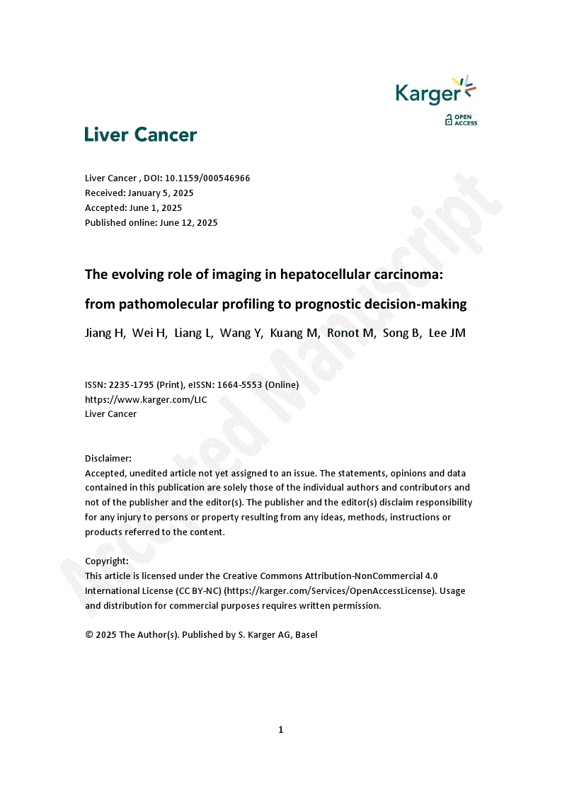 First page of The evolving role of imaging in hepatocellular carcinoma: from pathomolecular profiling to prognostic decision-making