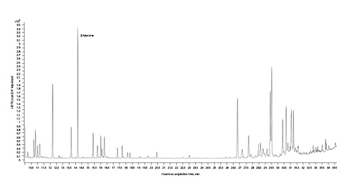 Fig. 5. Gas chromatogram of Durban Poison cannabis chemotype.