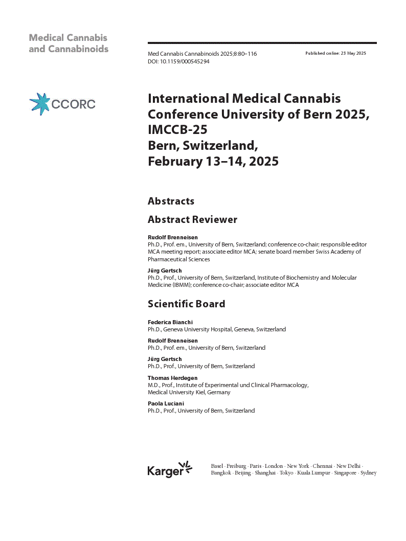 First page of International Medical Cannabis Conference, University of Bern 2025, IMCCB-25