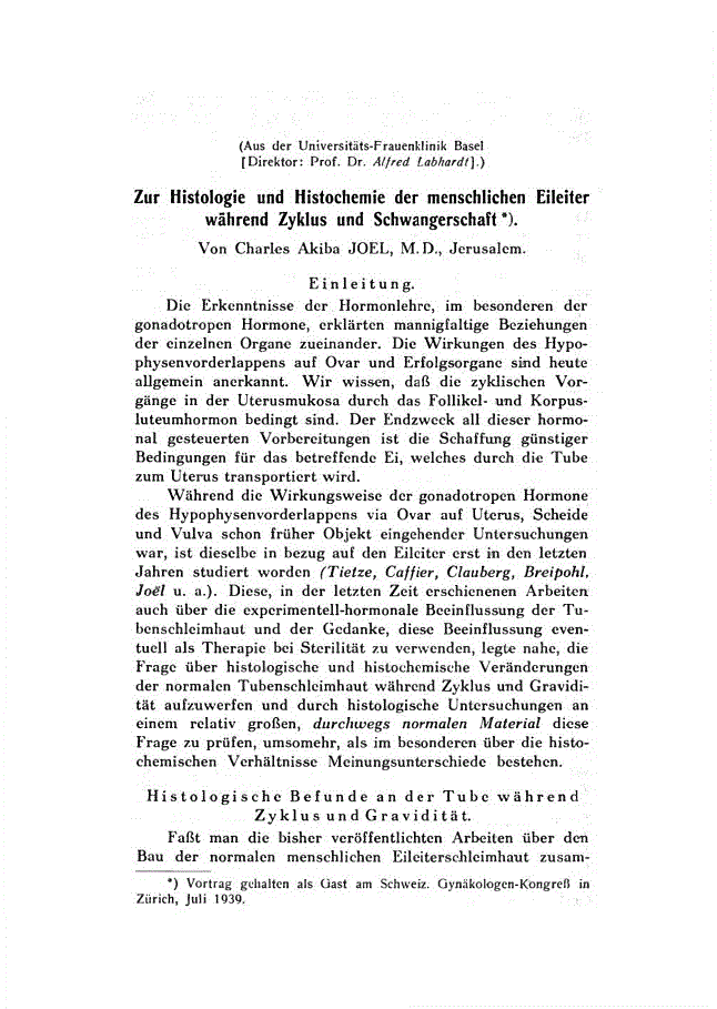 First page of Zur Histologie und Histochemie der menschlichen Eileiter während Zyklus und Schwangerschaft