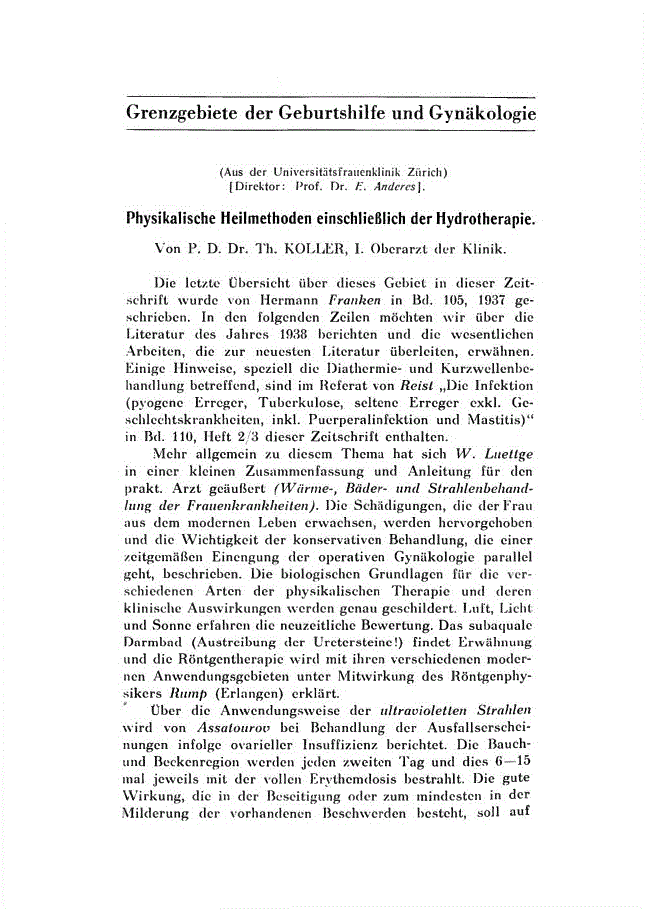 First page of Physikalische Heilmethoden einschließlich der Hydrotherapie