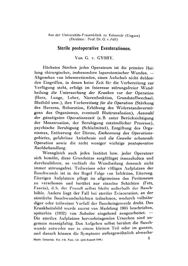 First page of Sterile postoperative Eventerationen