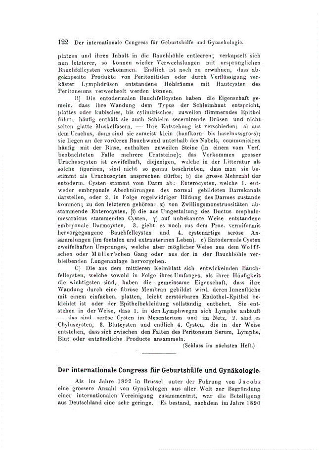 First page of Der Internationale Congress für Geburtshülfe und Gynäkologie